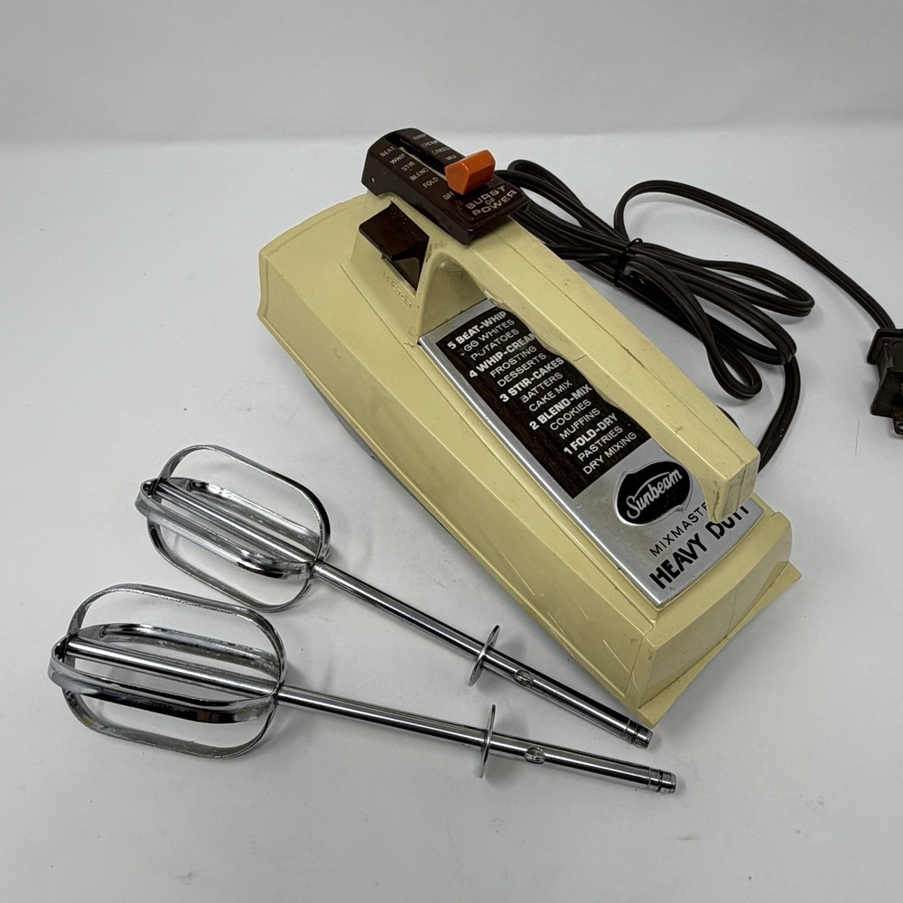 Vintage Sunbeam Mixmaster Hand Mixer 5 Speed Burst Of Power Mixer Only w/ Beater
